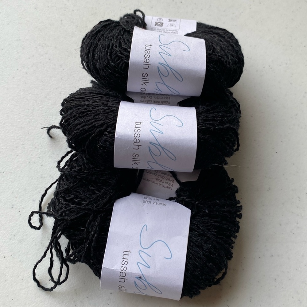 Sublime Tussah Silk Dk Yarn - lot of 3 Balls in Black